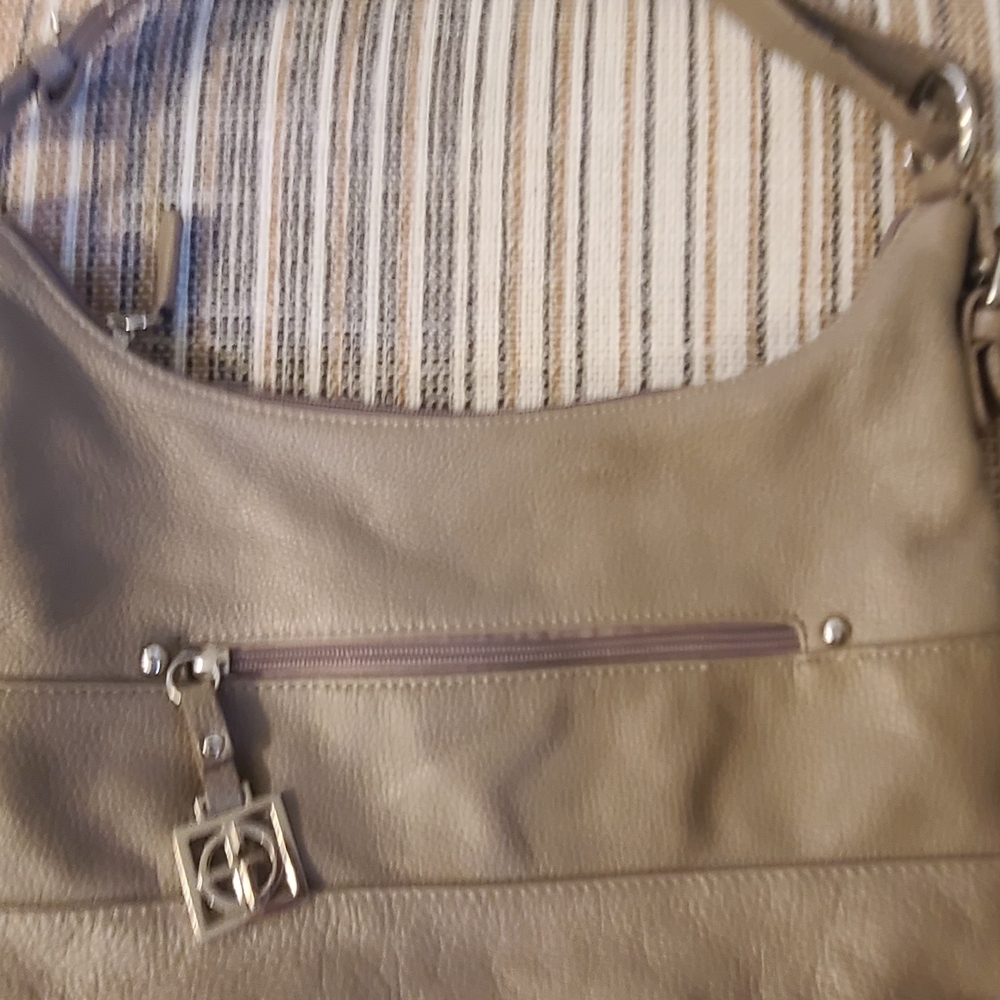 Vintage Giani Bernini Taupe Leather Shoulder Bag - Picture 1 of 8